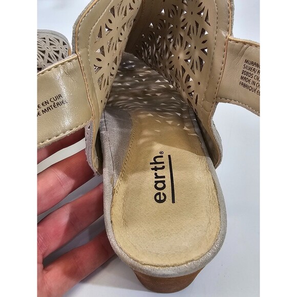 EARTH Women's 8.5 Murano Mist Sandal Laser Cut Leather Open Toe Heels Shoes - Picture 7 of 10